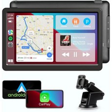 자동차 안드로이드 오토 9인치 HD 터치스크린 휴대용 블루투스 GPS 내비게이션 미러 링크 뮤직 비디오 플레이어 Airplay/Siri/AUX용 무선 카플레이 화면, Qulokar Carplay 및 Android Auto