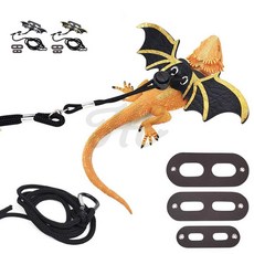 파충류 도마뱀 날개 하네스 목줄 산책줄 외출용품 세트, 실버 세트