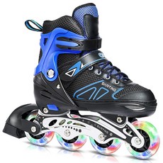 복나이트 롤러스케이트 풀 플래시 싱글 로우 인라인스케이트, S(27-31), 블루, 1개