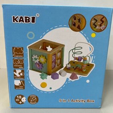 木製玩具A5L 趣味海洋森林四面體多功能繞珠木質百寶箱 兒童早教玩具 六面體積木 幼兒音樂玩具, 1個, 森林款（彩盒）邊角輕微凹、商品完整