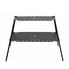 PILMOA Expander Table EVK002 戶外鋁合金雙層置物架 露營收納好幫手 輕巧堅固, 黑色, 1個, 2層