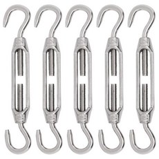 5Pcs M4 턴버클 후크 및 후크 304 스테인리스 스틸 턴버클 텐셔너 헤비 듀티 턴버클 와이어 로프 텐션 턴버클, M4-5pcs-Hook Hook, Hook&Hook