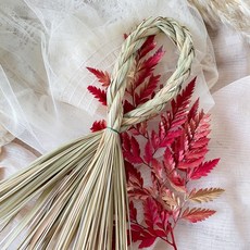 注連繩 注連繩 稻草圈 正月繩 祈福繩 花圈 祈福開運，手工編織，新年裝飾，居家擺飾, 單圈款(長度約為25cm, 1個
