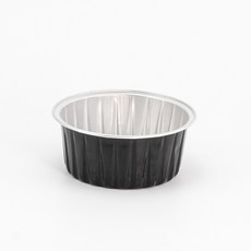 布丁杯 慕斯杯 圓形蛋糕盒 彩色錫箔杯 空氣炸鍋適用 烘焙盒, 黑色內銀, 1個