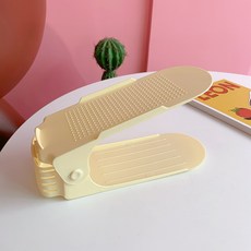 小羊生活市集 雙層可調節鞋架 收納鞋架 鞋子收納架 加厚可調式鞋架, 黃色, 1個