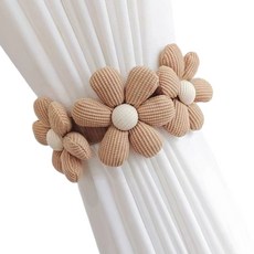 우아한 플라워 커튼 홀더 타이 윈도우 드레이프 엘라스틱 타이백 침실용, Coffee color, Style 3
