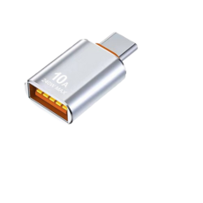 TC公轉USB母型轉接頭 OTG資料快速傳輸 10A快速充電連接器 USB母轉TC公型轉接頭, 1個, 10A USB母 轉 Type-C公, 銀色013-45, 3cm