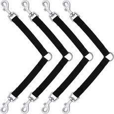 레귤러 4피스 엉킴 개 목줄 커플러 없음 블랙 더블 클립 목줄 두 걸쇠 개용 0.6인치 와이드 헤비 듀티 나일론 대형 반려동물 보행 용품 4인치