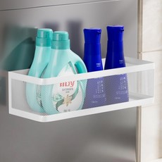 세탁기/냉장고 자석 수납선반 세탁실 자석선반 자석세제정리함 철제 바구니, 화이트, 1개