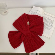 JA ACTIVE 高級感紅色小圍巾 女 冬季韓系麻花護頸交叉懶人短款圍脖