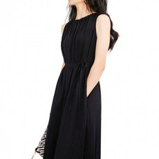여름용 롱 원피스 허리끈 임산부 휴양지 나시 드레스 puu+96539SR