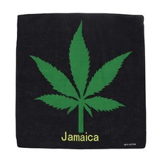 Motique Accessories 대형 면 반다나 - 푸에르토리코 국기 블랙 앤 화이트 인트 루시아 깃발 [호환], 잎이 있는 자메이카