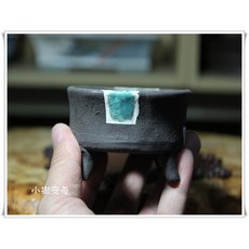 小樹安每 日本盆缽 柴勝 黑泥手捻丸鉢(綠) 8cm 手工沙拉碗 質感餐具, 1個