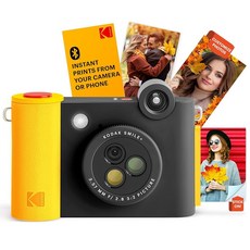 KODAK Smile+ 2-in-1 디지털 즉석 인쇄 카메라 및 무선 블루투스 사진 프린터 - 10MP 특수 효과 회전 렌즈 징크 2x3" 스티키백 사진 스마트 기기의 재미있, KODAK Smile+ 2-in-1 디지 인스턴트 프린