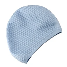 실리콘 수영 모자 유연한 착용이 쉬운 긴 머리 귀 보호 여성용 랜덤 색상, 06 Blue