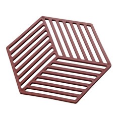 幾何矽膠隔熱墊 餐墊 杯墊 防滑墊, 1個, 條紋紅色