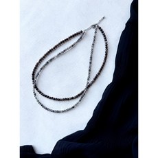 v.o.q 獨家設計 黑髮晶銀曜石雙生鏈 項鍊 頸鍊