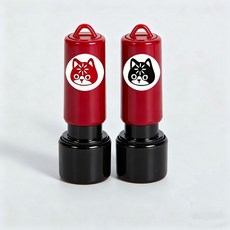 卡通可愛搞怪手賬DIY表情包小貓印章, 1個, 兩個迷你宕機小貓印章-黑+紅,10mm印跡尺寸
