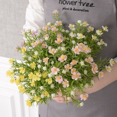 데이지 조화 파인 부쉬 35cm 6컬러 인테리어 꽃 장식 소품 촬영 꾸미기, 크림