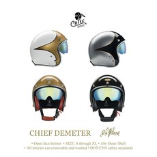 Gu Camp 騎士部品 Chief 內置鏡片 3/4復古安全帽 飛鏢彩繪 安全帽, 飛鏢/白金,M, 1個