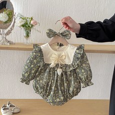 DFMEI 春季新款女寶寶碎花包屁衣女童時髦連衣裙嬰兒衣服姐妹裝