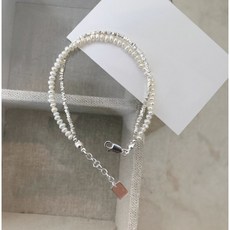 제타슈 925 실버 두줄 진주 조각 팔찌 92.5 순은 silver 더블 레이어