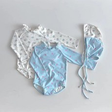 로이앤한나 파스텔 6개월 9개월 백일 돌 여아 여자아기 긴팔 원피스수영복 래쉬가드세트