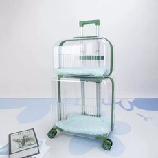 애견 케리어 강아지 고양이 우주선 그레이 산책 바퀴 캐리어, C. 레이크 그린 복층 상층과 하층을 두 개로 분리 가