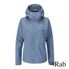 伊凱文戶外 Rab Downpour Eco Jacket 女款輕量防風防水連帽外套-白令海藍