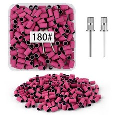 네일드릴비트 각질 파츠 셀프 BEVTEE 200개 샌딩 밴드 네일 드릴용 180 그릿 소형 2개 332 드릴 비트 포함 아크릴 젤 매니큐어 및 페디큐어용 핑크색 전용 정리함, 180Fine, Pink, 1