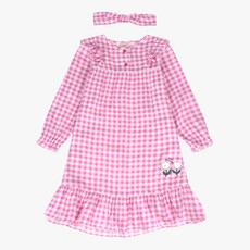 앙떼떼 2001중계점 찰랑거리는 레이온100소재 여아 핑크체크 원피스 잠옷 실내복