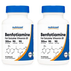 [2병] 뉴트리코스트 벤포티아민 300mg 90캡슐 지용성 활성형 비타민 B1 영양제, 90정, 2개