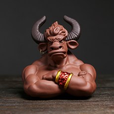 陶瓷中式牛魔王禪意飾品擺件, 紫砂氣勢如虹擺飾