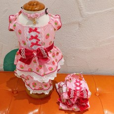 貝果貝果 日本 pet paradise 立體蝴蝶結 草莓連身裙, 1個