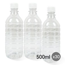 물통 원형 생수병 투명pet 밀폐용기 공병 (세트), 30개, 500ml