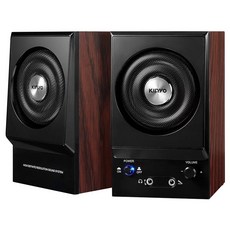 Kinyo 二件式木質立體擴大音箱, PS-2000, 黑色 + 深木紋色