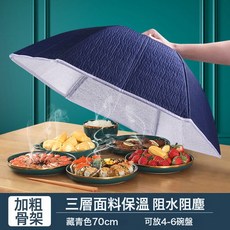 DFMEI 保溫菜罩家用現貨批發加厚鋁箔食物罩飯菜防塵簡約大號摺疊菜罩, 1個, 藍圓直徑70cm:如圖