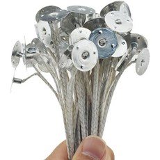 하이요 100Pcs 4인치 내추럴 코튼 캔들 윅 코어 프리 왁스 금속 서스테너 탭 포함 DIY 대두 제작 용품, 1_Cotton-2mm