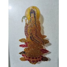 皮影 觀音 手工藝品 牛皮雕刻上色 傳統收藏藝術, 如圖所示, 1個