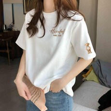 100%純棉 短袖T恤女 圓領上衣 寬鬆百搭 夏季女裝