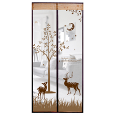 靜音磁吸防蚊門簾，高密度網紗，多款圖案可選，安裝簡便，可拆洗, 麋鹿咖啡贈配件包