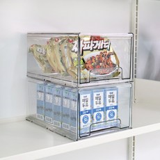 이지유 적층형 서랍식 정리함 다용도 주방 펜트리 슬라이딩 수납 보관 플라스틱, 투명, 1개