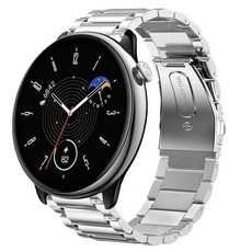 Lamshaw Amazfit GTR 미니 밴드와 호환 퀵 릴리즈 스테인리스 스틸 메탈 교체 스트랩 스마트 워치와 호환 (실버) 285514, 실버