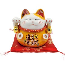 일본 복고양이 중형 저금통(오렌지), 1개