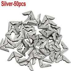 금속 책 코너 보호대 빈티지 스크랩북 사진 앨범 프로텍터 DIY 노트북 메뉴 장식 공예 50 500pc, Silver 50pcs