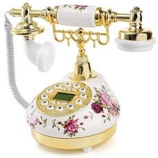 세딜리스 레트로 빈티지 유선 전화기 LCD가 있는 앤티크 세라믹 홈 데코용 푸시 버튼 다이얼이 구식 전화기