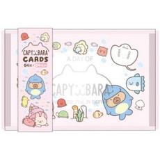 卡皮巴拉 PP彩盒名片卡 現貨正版彩色名片卡 水豚傳情小卡 手繪設計名片便條紙, 1個, 海洋, 彩色
