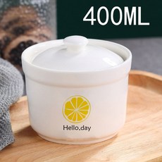創意卡通陶瓷隔水燉盅帶蓋 蒸蛋碗 甜品盅 一人份 湯罐 中式燉罐, 1個, 4.5英寸橘子
