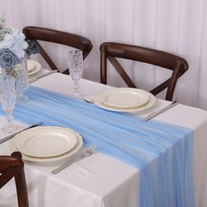 시폰 테이블 러너 Boho 쉬어 패브릭 웨딩 아치 오버레이 드레이핑 장식 생일 파티 테이블 장식을위한 쉬어 패브릭 실크, sky blue