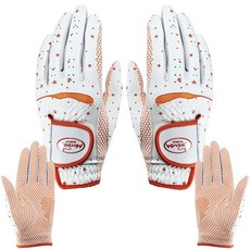 마르시아 여성용 합피 골프장갑 2켤레 양손착용, 오렌지